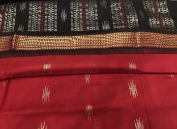 Exclusively Woven Zari Border Aanchal and Butis Firbi Bomkai Cotton Saree with Blouse Piece