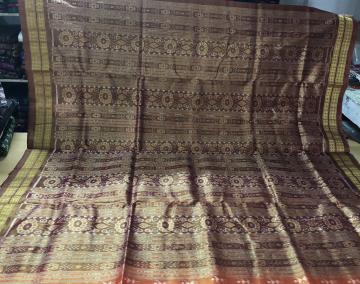 Tribal And Traditional Motifs All over Ikat woven Tissue Silk Saree with Blouse Piece
