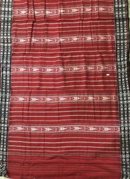 Exclusively Woven All over Work Red Habaspuri Cotton Saree With Blouse Piece