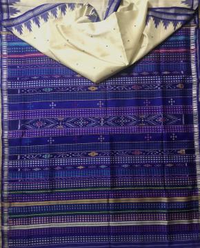 Traditional Double Aanchal Phoda Kumbha Border Berhampuri Silk Saree with Blouse Piece