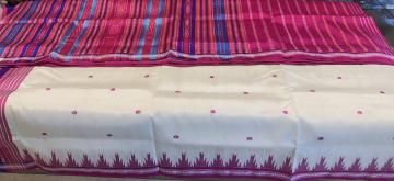 Phoda Kumbha Border Double Aanchal Berhampuri Silk Saree with Blouse Piece