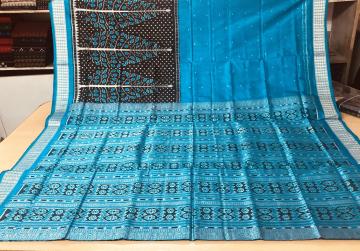 Skirt border pattern Tree motifs body Silk Ikat Saree with Blouse piece