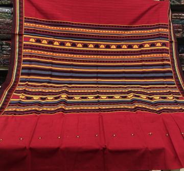 Red Cotton Dongria Saree