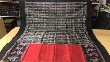 Master weaver s Dancer figures Border Odisha Handloom Ikat Silk Saree with Blouse Piece