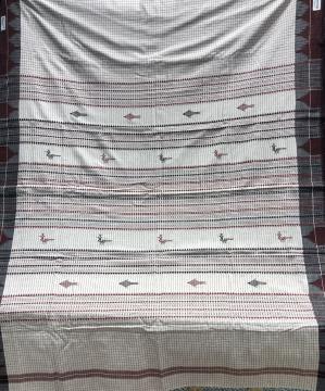 Fish and bird motifs Aanchal Body checks Cotton Kotpad Saree