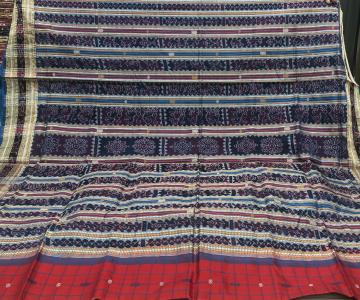 Traditional Aanchal and Border Hazarbuti Silk Saree with Blouse Piece