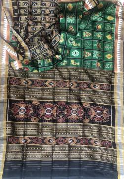 Exclusively woven Phoda kumbha Border Patli Design Nabakothi Khandua Silk Saree with Blouse Piece