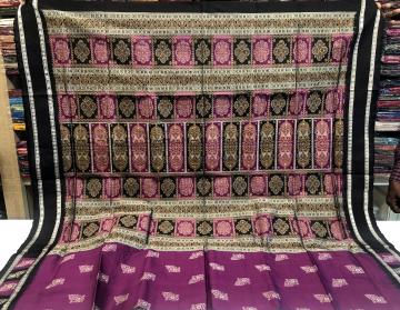 Flower motifs body and border Silk Bomkai Saree with Blouse Piece