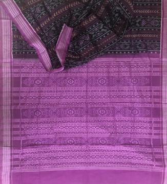 All over body and Aanchal Ikat work Cotton Sambalpuri Saree with Blouse Piece