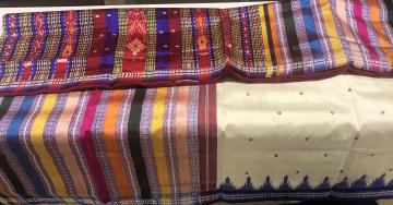 Phoda kumbha Ganga Jamuna Border double Aanchal Berhampuri Silk Saree with Blouse Piece