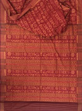 Master weaver s creation Mahalaxmi Mantra Scripted in Odiya Cotton Silk Saree with Blouse Piece