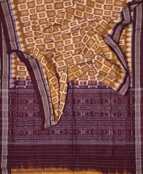 Body checks and traditional motifs Cotton Ikat Saree without Blouse Piece