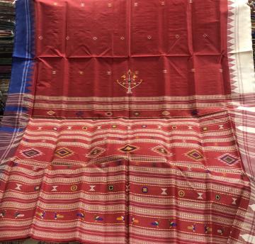 Ganga Jamuna Border Siminoi and Ganjam Bomkai inspired Tasar Silk Saree with Blouse piece