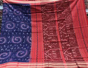 Intricately woven Tribal Motifs Ikkat Cotton Saree with Blouse Piece