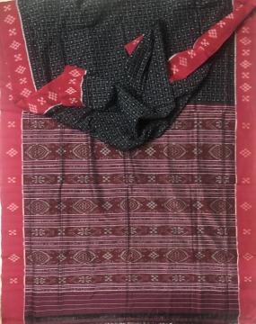 Pasapalli Border Traditional Aanchal Body Checks Cotton Ikat Saree without Blouse Piece