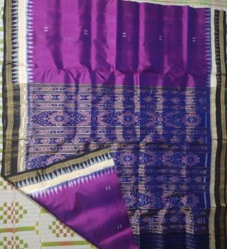 Double border with temple border Traditional Khandua Silk Saree without Blouse Piece