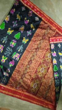 Pasapalli Border Nabakothi motifs Khandua Silk Saree without Blouse Piece