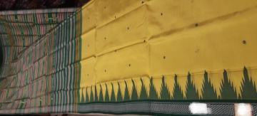 Yellow and Green combination double Aanchal Berhampuri Silk saree with Blouse piece