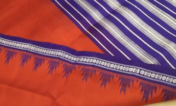 Phoda kumbha border Traditional Berhampuri Silk Saree with Blouse Piece