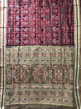 Intricately woven Sambalpuri Nabakothi Ikat Silk Saree with Blouse Piece