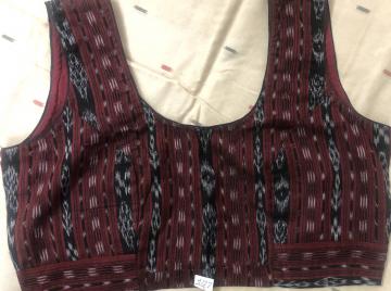 Cotton ikat readymade sleeveless blouse