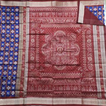 Traditional double Ikat Pasapalli Silk Saree with blouse piece