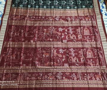 Scenic beauty Aanchal tribal motifs Pasapalli Silk Saree with Blouse Piece