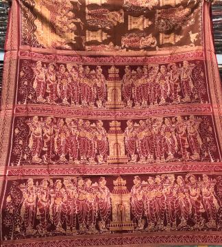 Boita Bandana worshiping Boat theme Cotton Ikat Saree without Blouse Piece