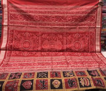 Traditional Motifs Exclusively woven Sambalpuri Nabakothi Silk Saree with Blouse Piece