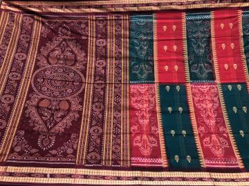 Traditional Bomkai n Ikat motifs Cotton Saree with blouse piece