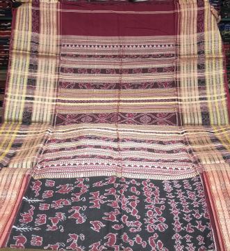 Master weaver s creation Intricately woven Cotton Ikat Saree without blouse piece
