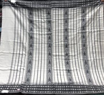 White and Black Cotton Habaspuri Saree with Blouse Piece