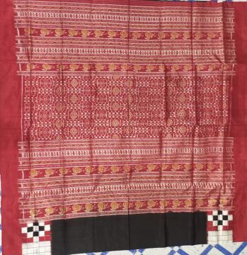 Double Ikat Pasapalli Border with Ikat Aanchal Silk Saree with Blouse Piece