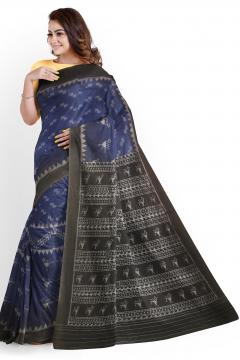 Tribal Motifs All over Ikat work Nuapatana Cotton Saree without Blouse Piece