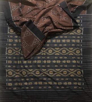 Nuapatana Cotton Ikat Saree without blouse piece