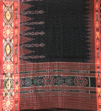 Thick border Nuapatana Cotton Ikat Saree without blouse piece