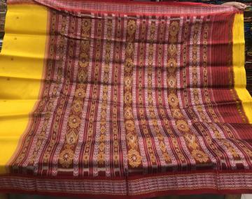 Fish motifs border with turtle motifs body Khandua Silk Saree without blouse piece