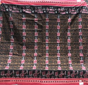 Handwoven Odia alphabets Cotton Ikat Saree with Blouse Piece