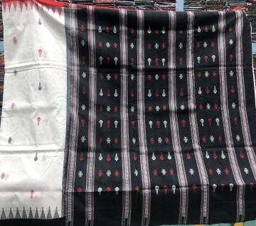 Kotpad motifs inspired Ganga Jamuna border Cotton Sambalpuri Saree with Blouse Piece