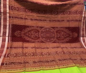 Pasapalli border with traditional Aanchal Ikat Silk Saree with Blouse Piece