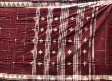 Natural dyed Body checks Maroon Cotton Kotpad Saree