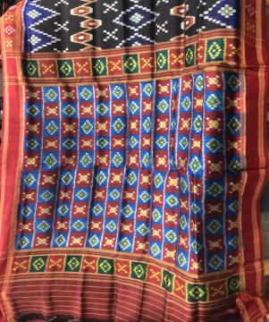 Pasapalli Aanchal and border Khandua Silk Ikat Saree without blouse piece