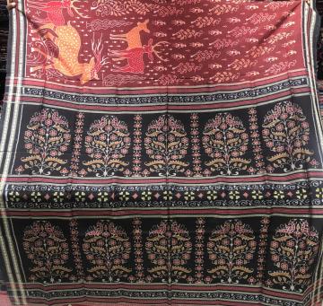 Animal tree Tribal motifs Silk Cotton Ikat Saree with Blouse Piece