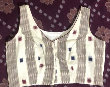 Sleeveless cotton Ikat blouse with cotton lining