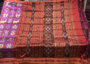 Traditional Khandua Silk Nabakothi Saree without blouse piece