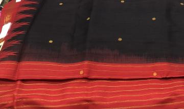 Zari work on border and Aanchal Berhampuri Silk Saree with blouse piece
