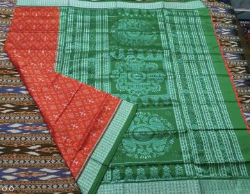 Traditional Aanchal tribal motifs body Ikat Silk Saree with blouse piece