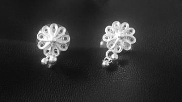 Flower Stud Silver Filigree Ear ring