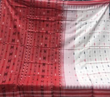 Phoda kumbha border traditional Aanchal Hazarbuti Cotton Saree with blouse piece