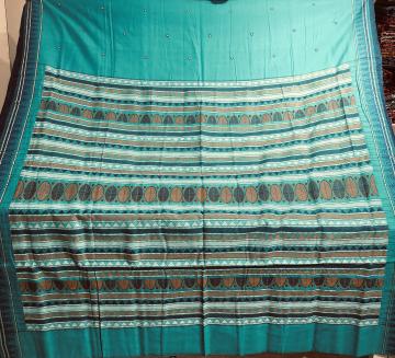 Beautiful Sea green color Cotton Dongria Saree with Blouse Piece